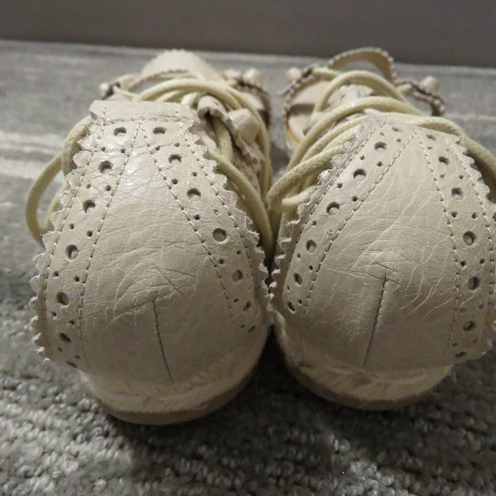 BALENCIAGA PARIS Arena Leather Gladiator Ankle Wrap Espadrilles in Praline Sz 6 - Picture 11 of 15
